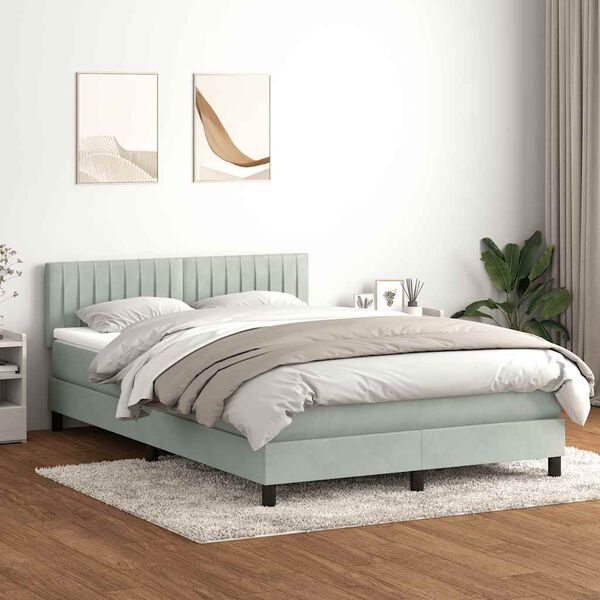 vidaXL Box spring postel s matrac&iacute; světle &scaron;ed&aacute; 160x220 cm samet