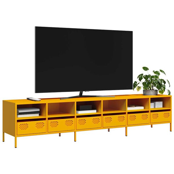 vidaXL TV skř&iacute;ňka žlut&aacute; 202 x 39 x 43,5 cm ocel v&aacute;lcovan&aacute; za studena