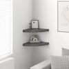323914 vidaXL Floating Corner Shelves 2 pcs High Gloss Grey 35x35x3,8 cm MDF