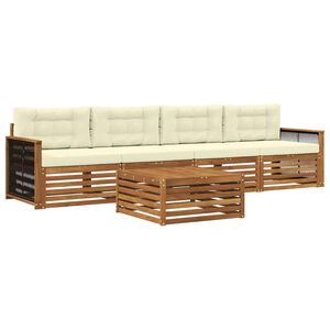 vidaXL Venkovn&iacute; pohovkov&aacute; souprava 5 pcs Přirozen&aacute; a Kr&eacute;mov&aacute;