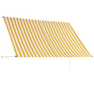 vidaXL Zatahovací markýza žluto-bílá 250 x 150 cm