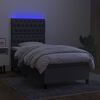 vidaXL Box spring postel s matrac&iacute; a LED tmavě &scaron;ed&aacute; 100x200 cm textil