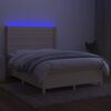 vidaXL Box spring postel s matrac&iacute; a LED kr&eacute;mov&aacute; 140x200 cm textil