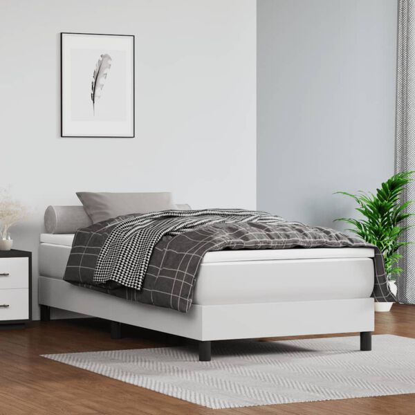 vidaXL Box spring postel s matrací bílá 80 x 200 cm umělá kůže