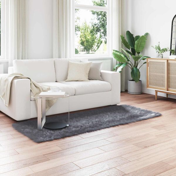 vidaXL Uměl&yacute; ovč&iacute; koberec Tafalla Antracit 80 x 200 cm Polyester