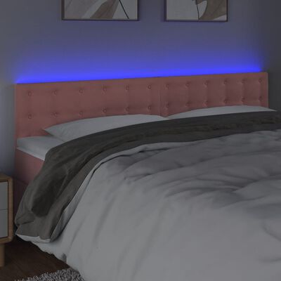 vidaXL Čelo postele s LED růžové 200x5x78/88 cm samet