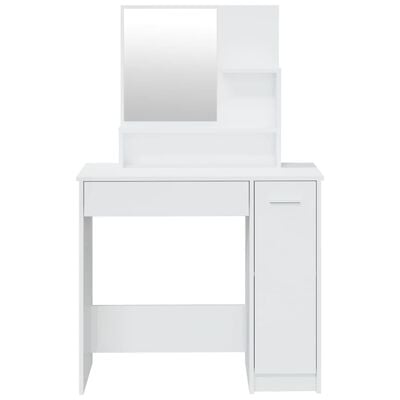 vidaXL Toaletní stolek se zrcadlem lesklý bílý 86,5 x 35 x 136 cm