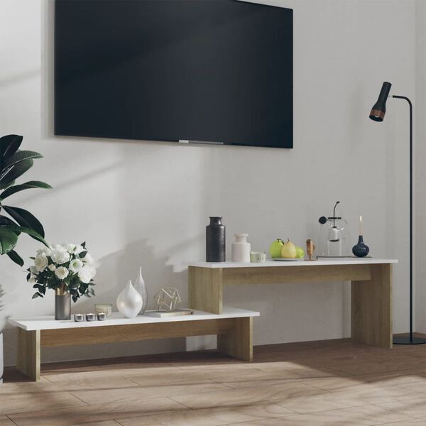 vidaXL TV stolek dub sonoma a b&iacute;l&yacute; 180 x 30 x 43 cm kompozitn&iacute; dřevo