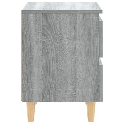 vidaXL Noční stolek masivní dřevěné nohy šedý sonoma 40 x 35 x 50 cm