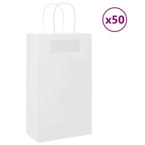 vidaXL Pap&iacute;rov&eacute; ta&scaron;ky 50 ks s uchy b&iacute;l&eacute; 21x11x36 cm