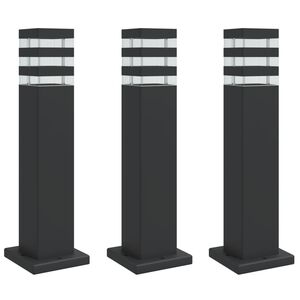 vidaXL Venkovn&iacute; stojac&iacute; lampy 3 ks čern&eacute; 50 cm hlin&iacute;k