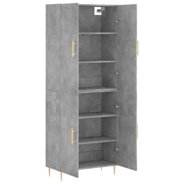 vidaXL Skř&iacute;ň highboard betonově &scaron;ed&aacute; 69,5x34x180 cm kompozitn&iacute; dřevo