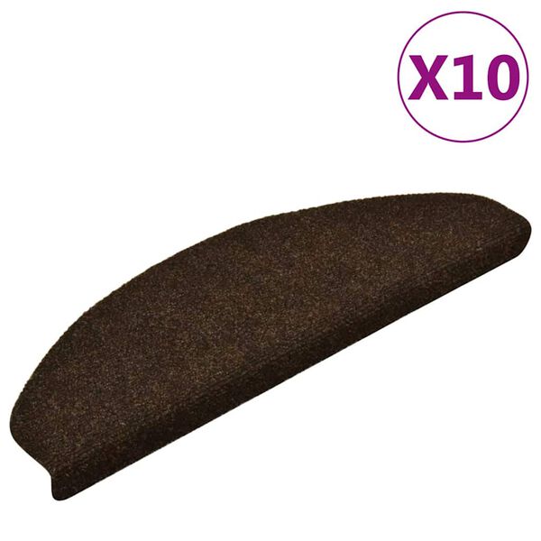 vidaXL Schodov&eacute; rohože samolepic&iacute; 10 ks 65 x 21 x 4 cm hněd&eacute;, půlkulat&eacute;, velk&eacute;