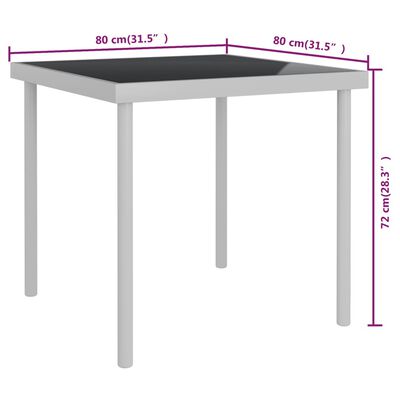 vidaXL Zahradní jídelní stůl světle šedý 80 x 80 x 72 cm sklo a ocel