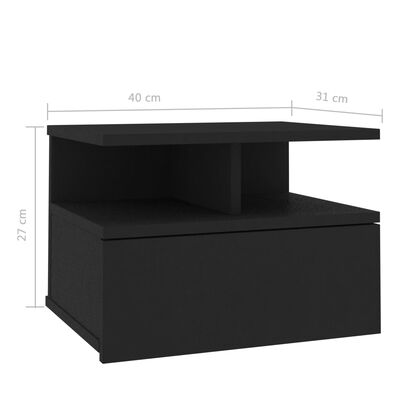 vidaXL Nástěnný noční stolek černý 40 x 31 x 27 cm dřevotříska