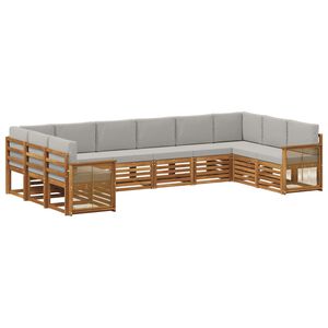 vidaXL Rohov&aacute; sofa sada s pol&scaron;t&aacute;řem 7 pcs Př&iacute;rodn&iacute; a světle &scaron;ed&aacute;