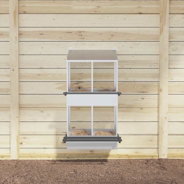 vidaXL Hn&iacute;zdn&iacute; box pro kuřata 4 přihr&aacute;dkami Pozinkovan&yacute; stř&iacute;brn&yacute; kov