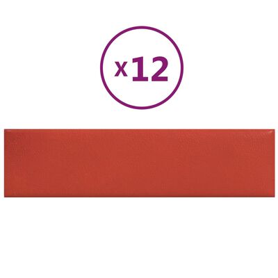 vidaXL Nástěnné panely 12 ks červené 60 x 15 cm umělá kůže 1,08 m²
