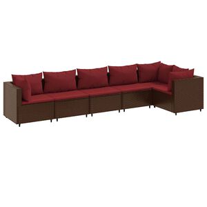 vidaXL 6d&iacute;ln&aacute; zahradn&iacute; sedac&iacute; souprava s podu&scaron;kami hněd&aacute; polyratan