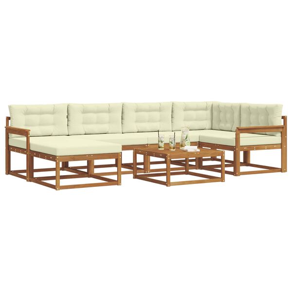 vidaXL Venkovn&iacute; pohovkov&aacute; souprava 7 pcs Přirozen&aacute; a Kr&eacute;mov&aacute;