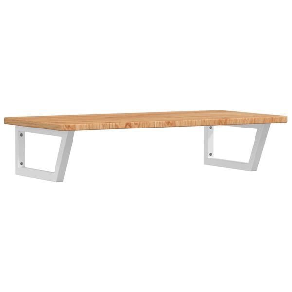 vidaXL Deska pod umyvadlo n&aacute;stěnn&aacute; ocel a masivn&iacute; dubov&eacute; dřevo