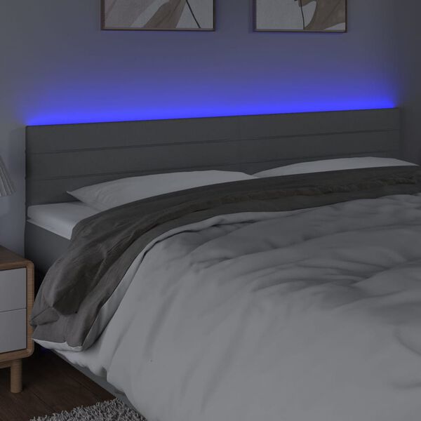 vidaXL Čelo postele s LED světle &scaron;ed&eacute; 160x5x78/88 cm textil
