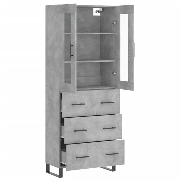 vidaXL Skř&iacute;ň highboard betonově &scaron;ed&aacute; 69,5x34x180 cm kompozitn&iacute; dřevo