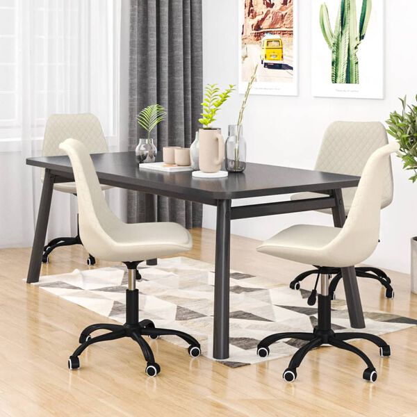 vidaXL Otočn&eacute; j&iacute;deln&iacute; židle 4 ks kr&eacute;mov&eacute; textil