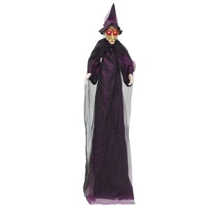 vidaXL Vis&iacute;c&iacute; mluv&iacute;c&iacute; čarodějnice na Halloween Fialov&aacute; 216 x 125 cm