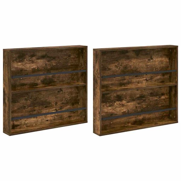 vidaXL Reg&aacute;l na časopisy s polic&iacute; 2 pcs Kouřov&yacute; dub 80 x 12 x 70 cm
