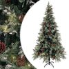 vidaXL V&aacute;nočn&iacute; stromek s LED a &scaron;i&scaron;kami zelen&yacute; a b&iacute;l&yacute; 225 cm PVC a PE
