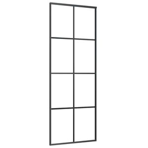 vidaXL Posuvn&eacute; dveře čern&eacute; 76 x 205 cm ESG sklo a hlin&iacute;k