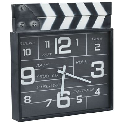 vidaXL Kinematografické nástěnné hodiny černé 33 x 5 x 34 cm kov a MDF