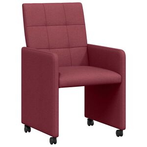 vidaXL J&iacute;deln&iacute; židle na kolečk&aacute;ch 2 ks textil v&iacute;nov&aacute; červen&aacute;