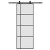 vidaXL Posuvn&eacute; dveře se sadou kov&aacute;n&iacute; čern&eacute; 76x205 cm ESG Glass