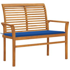 vidaXL Zahradní lavice s královsky modrou poduškou 112 cm masivní teak