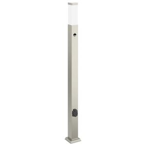 vidaXL Sloupkov&eacute; sv&iacute;tidlo se senzorem a z&aacute;suvkou 110 cm nerezov&aacute; ocel IP44