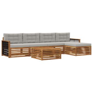 vidaXL Venkovn&iacute; pohovkov&aacute; souprava 6 pcs Př&iacute;rodn&iacute; a světle &scaron;ed&aacute;