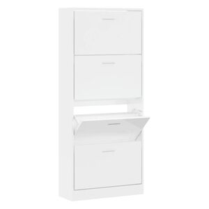 vidaXL Botn&iacute;k b&iacute;l&yacute; s vysok&yacute;m leskem 63x24x147 cm kompozitn&iacute; dřevo