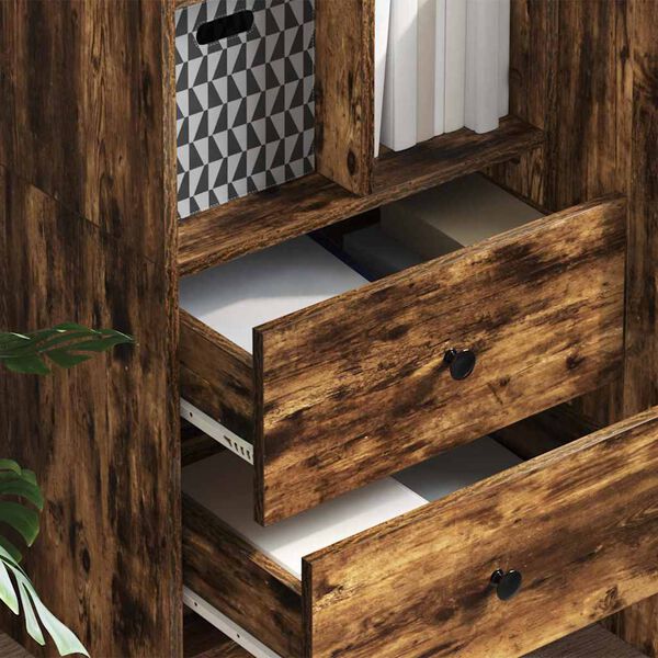 vidaXL Vysok&yacute; bufet se z&aacute;suvkou Kouřov&yacute; dub 45,5 x 34 x 127 cm