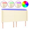 vidaXL Čelo postele s LED kr&eacute;mov&eacute; 203 x 16 x 118/128 cm uměl&aacute; kůže