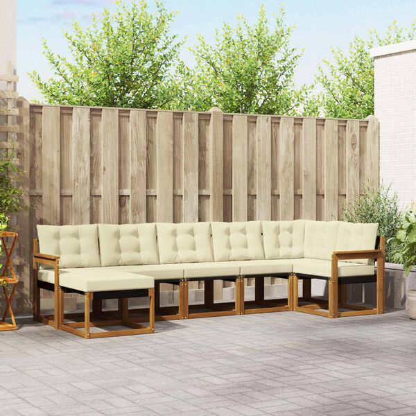 vidaXL Venkovn&iacute; pohovkov&aacute; souprava 7 pcs Přirozen&aacute; a Kr&eacute;mov&aacute;