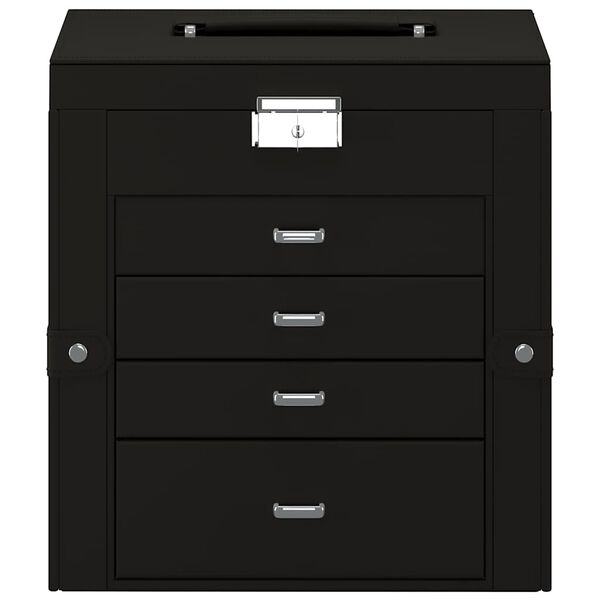 vidaXL &Scaron;perkovnice 5-vrstv&aacute; se zrcadlem uzamykateln&aacute; čern&aacute;