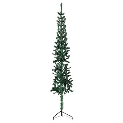 vidaXL Úzký umělý poloviční vánoční stromek se stojanem zelený 210 cm