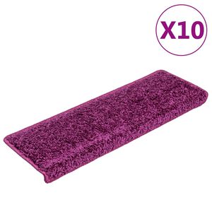 vidaXL Schodov&eacute; rohože 10 ks 65 x 21 x 4 cm fialov&eacute; s obd&eacute;ln&iacute;kov&yacute;m okrajem