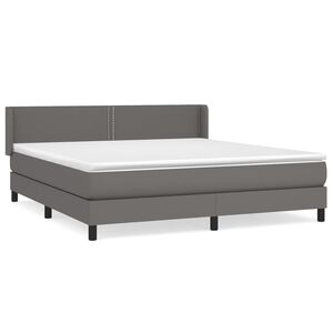 vidaXL Box spring postel s matrac&iacute; &scaron;ed&aacute; 180x200 cm uměl&aacute; kůže