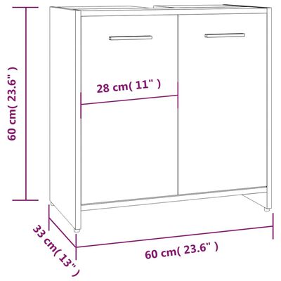 vidaXL Koupelnová skříňka šedá sonoma 60 x 33 x 60 cm kompozitní dřevo