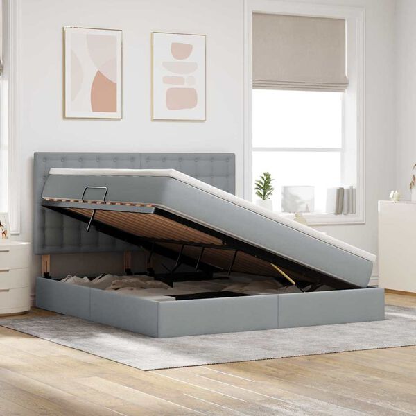 vidaXL Postel s &uacute;ložn&yacute;m prostorem a matrac&iacute; Světle &scaron;ed&aacute; 160 x 200 cm