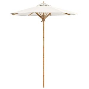 vidaXL Zahradn&iacute; slunečn&iacute;k &Oslash; 180 x 230 cm Bambus Kulat&yacute; Kr&eacute;mově b&iacute;l&aacute;
