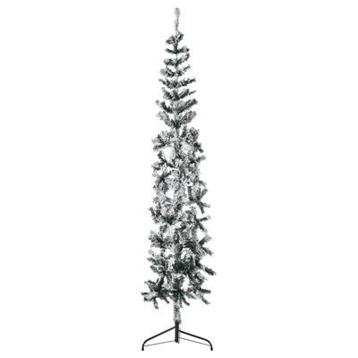 vidaXL Úzký umělý poloviční vánoční stromek se sněhem 210 cm